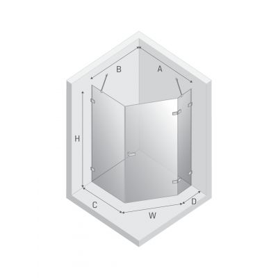 New Trendy Avexa Gold Shine kabina prysznicowa 100x80 cm pięciokątna prawa złoty połysk/szkło przezroczyste EXK-3847