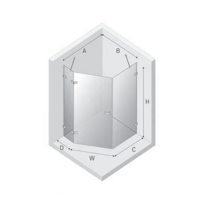 New Trendy Avexa Gold Shine kabina prysznicowa 100x80 cm pięciokątna lewa złoty połysk/szkło przezroczyste EXK-3849