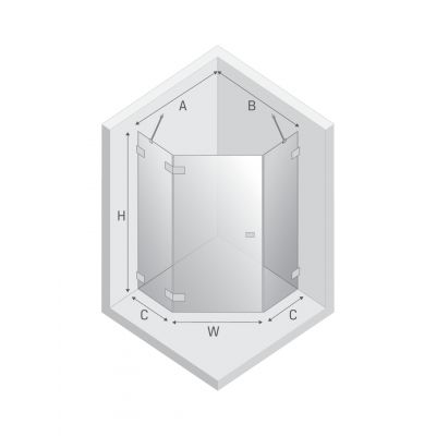 New Trendy Avexa White kabina prysznicowa 90x90 cm pięciokątna prawa biały mat/szkło przezroczyste EXK-3865