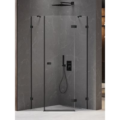 New Trendy Avexa Black kabina prysznicowa 80x80 cm pięciokątna prawa czarny mat/szkło przezroczyste EXK-3874