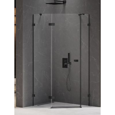 New Trendy Avexa Black kabina prysznicowa 100x80 cm pięciokątna lewa czarny mat/szkło przezroczyste EXK-3881