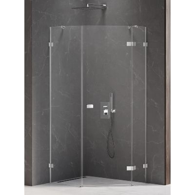 New Trendy Avexa kabina prysznicowa 100x80 cm pięciokątna prawa chrom/szkło przezroczyste EXK-3892
