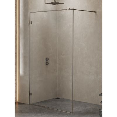 New Trendy Avexa Walk-In ścianka prysznicowa 140 cm wolnostojąca gunmetal szczotkowany/szkło przezroczyste EXK-4322