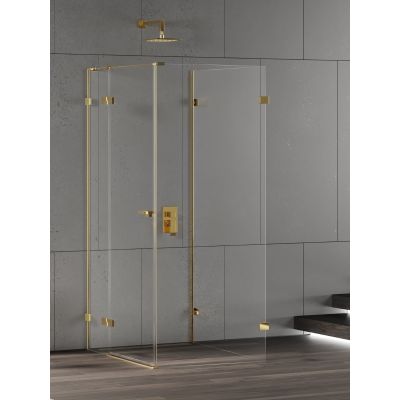 New Trendy Eventa Gold Shine kabina prysznicowa 100x80 cm prostokątna lewa złoty połysk/szkło przezroczyste EXK-4820