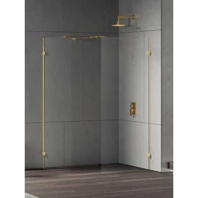 New Trendy Eventa Gold Shine kabina prysznicowa walk-in 140x80 cm prostokątna złoty połysk/szkło przezroczyste EXK-4872