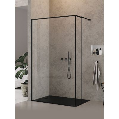 New Trendy New Modus Black ścianka prysznicowa walk-in 90 cm czarny mat/szkło przezroczyste EXK-5582