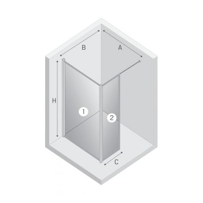 New Trendy New Modus Black ścianka prysznicowa walk-in 90 cm czarny mat/szkło przezroczyste EXK-5582