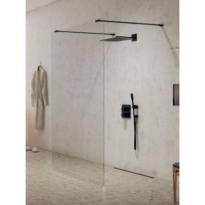 New Trendy New Modus Black ścianka prysznicowa walk-in 110 cm czarny mat/szkło przezroczyste EXK-5602