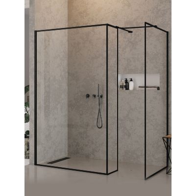 New Trendy New Modus Black ścianka prysznicowa walk-in 80 cm czarny mat/szkło przezroczyste EXK-5623
