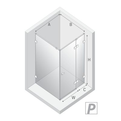 New Trendy Eventa Black Chrome kabina prysznicowa 100x90 cm prostokątna prawa czarny chrom połysk/szkło przezroczyste EXK-6189