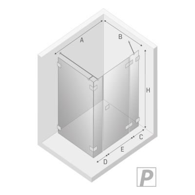 New Trendy Eventa Black Chrome kabina prysznicowa 110x80 cm prostokątna prawa czarny chrom połysk/szkło przezroczyste EXK-6231