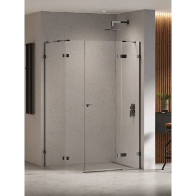 New Trendy Eventa Black Chrome kabina prysznicowa 130x80 cm prostokątna prawa czarny chrom połysk/szkło przezroczyste EXK-6233