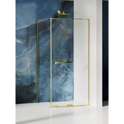 New Trendy Smart Light Gold kabina prysznicowa 130x110 cm prostokątna złoty połysk/szkło przezroczyste EXK-6710