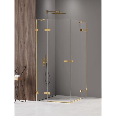 New Trendy Avexa Gold Shine XR kabina prysznicowa 90x80 cm prostokątna złoty połysk/szkło przezroczyste EXK-6815