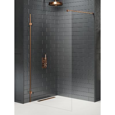 New Trendy Avexa Copper Brushed ścianka prysznicowa walk-in 100 cm miedź szczotkowana/szkło przezroczyste EXK-7137