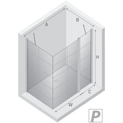 New Trendy New Soleo Black kabina prysznicowa 90x90 cm kwadratowa czarny mat/szkło ze wzorem K-0581