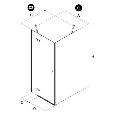New Trendy Kalibra Black kabina prysznicowa 90x80 cm prostokątna czarny mat/szkło przezroczyste K-5043