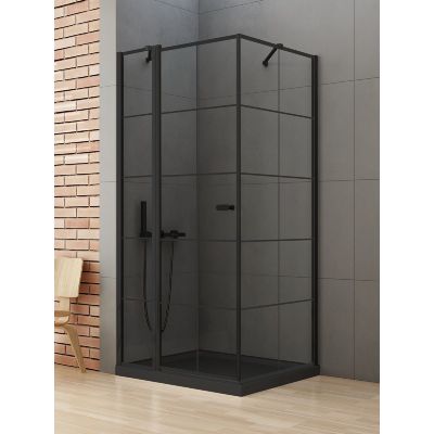 New Trendy New Soleo Black kabina prysznicowa 90x90 cm kwadratowa czarny mat/szkło przezroczyste K-0579