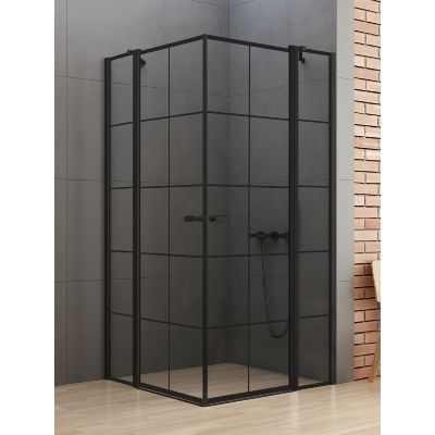 New Trendy New Soleo Black kabina prysznicowa 90x90 cm kwadratowa czarny mat/szkło ze wzorem K-0580