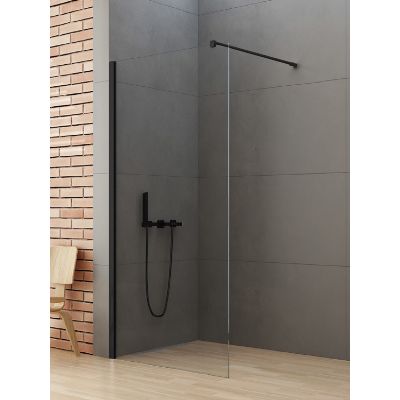 New Trendy New Soleo Black ścianka prysznicowa walk-in 70 cm czarny mat/szkło przezroczyste K-0767-WP