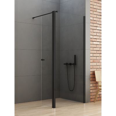 New Trendy New Soleo Black ścianka prysznicowa walk-in 70 cm czarny mat/szkło przezroczyste K-0778