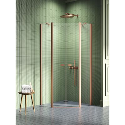 New Trendy New Soleo Copper Brushed kabina prysznicowa 90x90 cm miedź szczotkowana/szkło przezroczyste K-1705