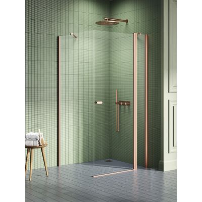 New Trendy New Soleo Copper Brushed kabina prysznicowa 120x110 cm prostokątna miedź szczotkowana/szkło przezroczyste K-2005
