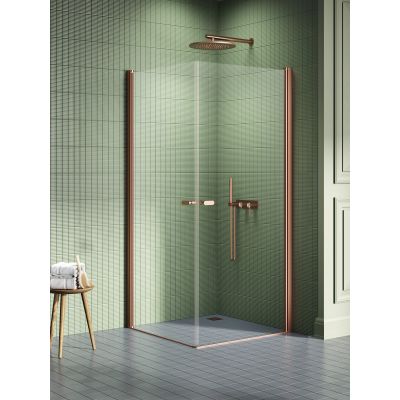 New Trendy New Soleo Copper Brushed kabina prysznicowa 70x80 cm prostokątna miedź szczotkowana/szkło przezroczyste K-2008