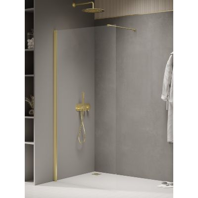 New Trendy New Soleo Light Gold ścianka prysznicowa walk-in 90 cm złoty połysk/szkło przezroczyste K-2095-WP