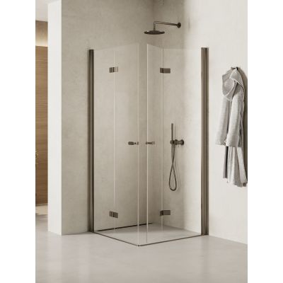 New Trendy New Soleo Gunmetal Brushed kabina prysznicowa 90x80 cm prostokątna grafitowy szczotkowany/szkło przezroczyste K-2250