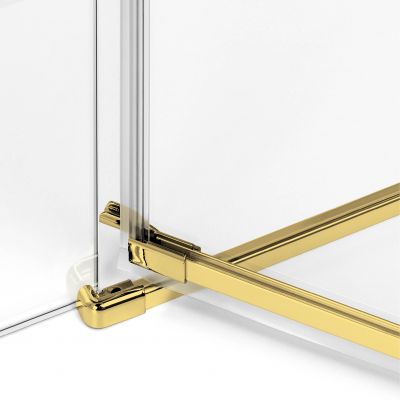 New Trendy Avexa Gold Brushed parawan nawannowy 100 cm lewy złoty szczotkowany/szkło przezroczyste EXK-2010