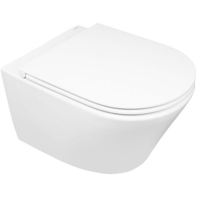 Oltens Jog Stille miska WC wisząca PureRim SmartClean spłukiwanie wirowe z deską wolnoopadającą Slim biały połysk 42532000