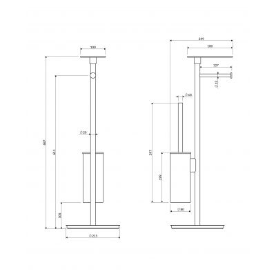 Omnires Modern Project stojak na papier ze szczotką toaletową czarny mat MP60820BL
