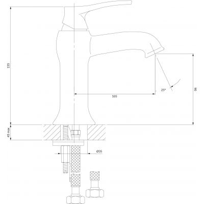 Omnires Art Deco bateria umywalkowa stojąca brąz antyczny AD5110BR
