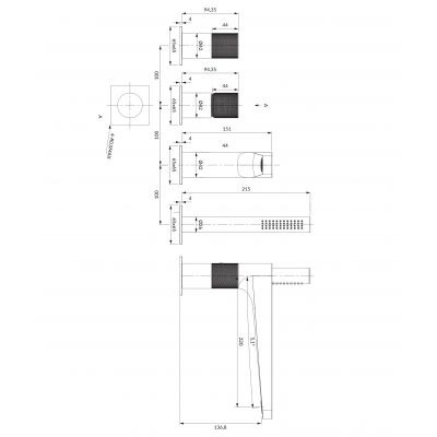Omnires Contour bateria wannowo-prysznicowa nawannowa miedź szczotkowana CT8032CPB