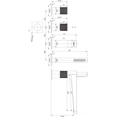 Omnires Contour bateria wannowo-prysznicowa nawannowa złoty szczotkowany CT8032GLB