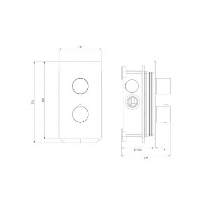Omnires Contour bateria wannowo-prysznicowa podtynkowa termostatyczna miedź szczotkowana CT8036CPB