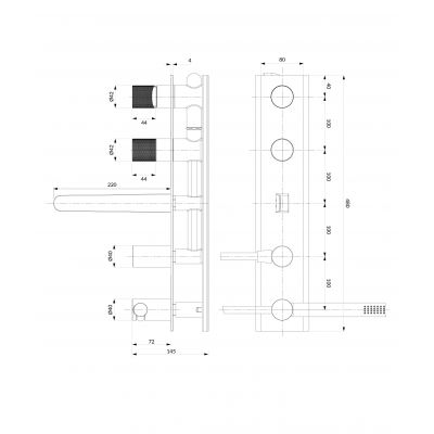 Omnires Contour bateria wannowo-prysznicowa podtynkowa miedź szczotkowana CT80371CPB