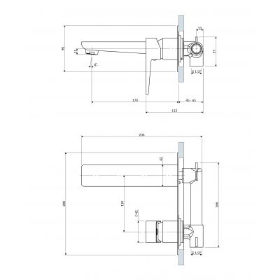 Omnires Parma bateria umywalkowa podtynkowa nikiel PM7415IN