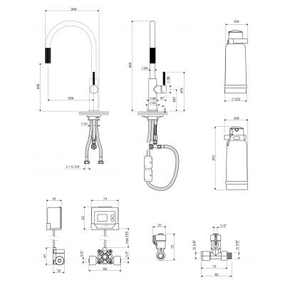 Omnires Switch bateria kuchenna do filtra wody stojąca czarna SW9059-FD1BL