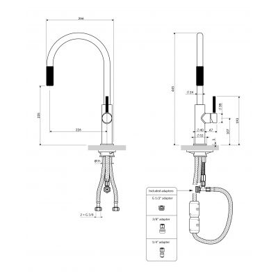 Omnires Switch bateria kuchenna z wyciąganą wylewką do podłączenia zestawu filtrującego biały mat SW9059WM