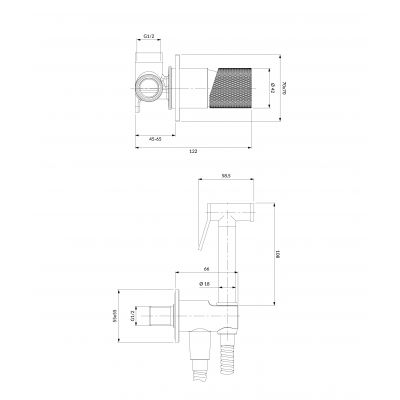 Omnires Contour bateria bidetowa podtynkowa miedź szczotkowana SYSCTBI1CPB