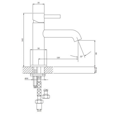 Omnires Y bateria umywalkowa stojąca czarna Y1210NBLGL