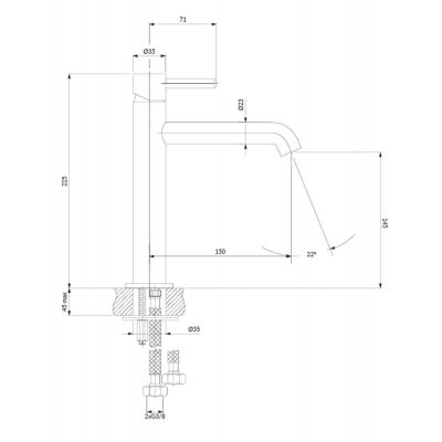 Omnires Y bateria umywalkowa stojąca mosiądz szczotkowany Y1212CBSB