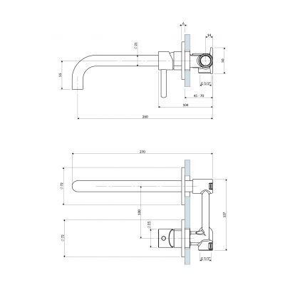 Omnires Y bateria umywalkowa podtynkowa nikiel Y1215HLNI