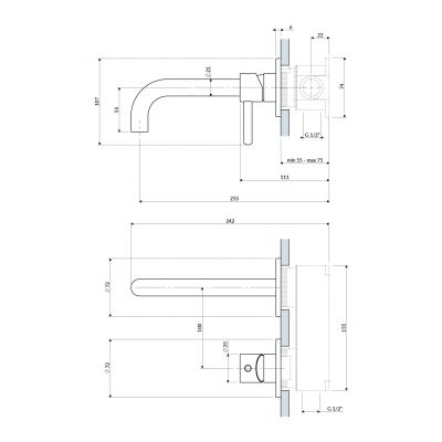 Omnires Y bateria umywalkowa podtynkowa czarny półmat  Y1215HLROBL