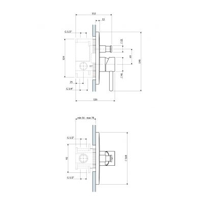 Omnires Y bateria prysznicowa podtynkowa grafitowa Y1235ROGR