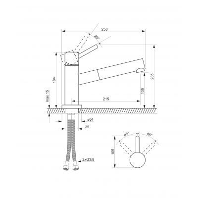 Omnires Y bateria kuchenna stojąca nikiel Y1254/9IN