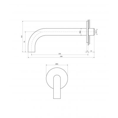 Omnires wylewka wannowa podtynkowa grafit WDYGR
