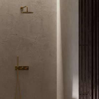 Omnires Contour zestaw prysznicowy podtynkowy z deszczownicą złoty szczotkowany SYSCT10GLB
